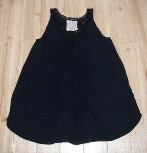 * Cepo no sleeve tunic navy * beads decoration attaching piling put on flax .* dark blue M size * USED *