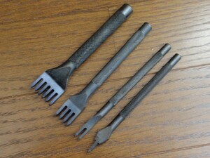 菱目打ち 4本セット(1, 2, 4, 6本目) レザークラフト 工具 黒色 (4mm)