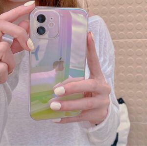 オーロラケース iPhone 11promaxケース ホログラム クリアハードケース