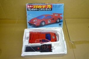  редкий Tommy lateo Racer 75 Lamborghini счетчик k1/24 ( осмотр машина с радиоуправлением Vintage TOMY RC 70 годы 80 годы суперкар 