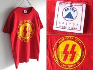 希少 90sビンテージ USA製 HELLS ANGELS ヘルズエンジェルス NEW YORK ニューヨーク サポーター/サポートTシャツ S 赤 レッド DELTAボディ