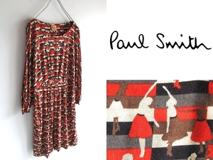 Paul by Paul Smith Paul Smith . какой ./ Dance рисунок искусственный шелк джерси - One-piece платье 40 общий рисунок Onward . гора стандартный товар 