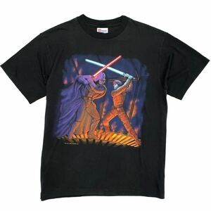 90's Vintage USA製 Hanes STAR WARS ダースベイダーVSルークスカイウォーカースターウォーズ プリント Tシャツ(L)ムービーTシャツ