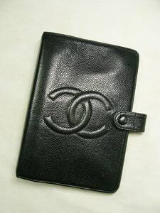 CHANEL シャネル ◇ キャビア スキン レザー 皮 革 CC ロゴ マーク 6穴 システム バインダー 手帳