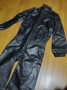  unused /g.v.g.v/ leather Jump suit / leather cat suit / leather flight suit / leather coverall / cow leather / black / size M