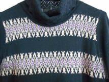 ★タートルセーター長袖　黒×ブランウン（柄）　サイズ/L　_画像3