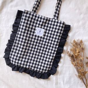 Check Fril Tote チェック フリルトートバッグ エコバッグ チェック柄 キャスキッドソン エコバッグ