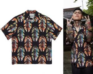 新品 WACKO MARIA ワコマリア x BUDSPOOL 舐達麻 HAWAIIAN SHIRT type1 ハワイアン アロハ シャツ ブラック L APHRODITE GANG HOLDINGS