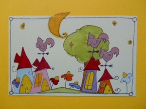 ブルガリア ヴァーニャ 手描き グリーティング カード 風見鶏 01145, 印刷物, 絵はがき、ポストカード, その他