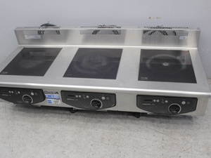 中古品 ホシザキ IH調理器 HIH-555C15B 1500×600×300 加熱 6段階設定可能 電機コンロ カウンタータイプ 3枚プレート 3口 04-29733 22570