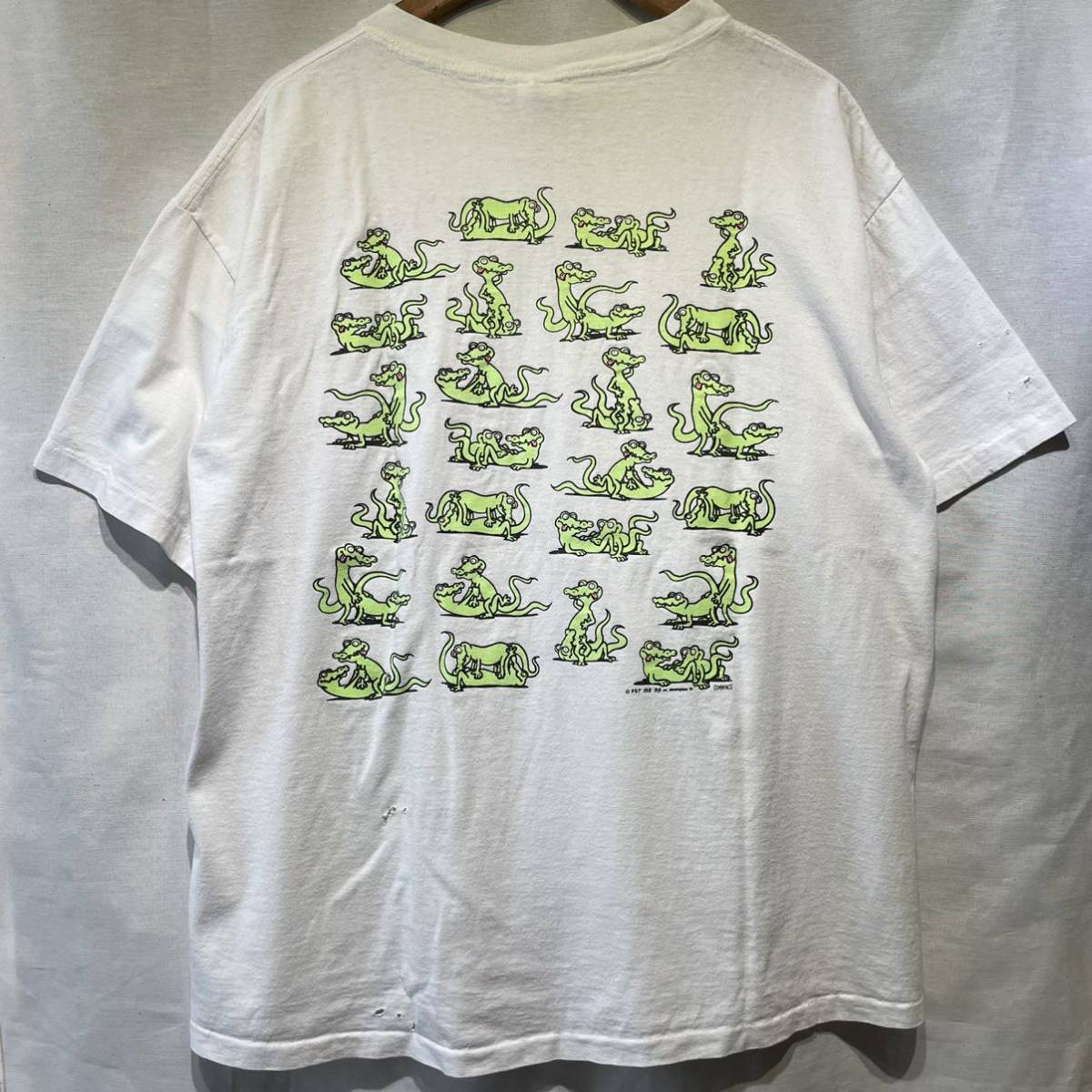 希少】'91 “MAKIN' HANDBAGS” 両面 ワニ SEX Tシャツ USA製 XL エロ 48 
