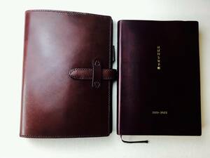 [ hand .].... almost day 5 year notebook for chocolate color A5 original leather pocketbook cover * adjust function. pen holder attaching 