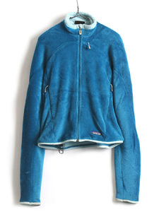 09年製 ■ Patagonia パタゴニア R4 毛長 フリース ジャケット ( 女性 レディース M ) 古着 ブルゾン ジャンパー フルジップ ハイネック 青