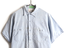 好雰囲気 60s ビンテージ ■ ELPASO ポケット付き マチ付き オックスフォード 半袖 ワーク シャツ ( メンズ 男性 M 程) 古着 60年代 ブルー_画像2