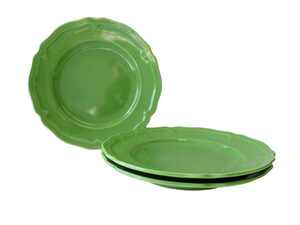 19cm バロック グリーン ３枚セット ケーキ皿 丸皿 わけあり レンジ可 食洗器対応 アウトレット 食器 通販 陶器 人気 日本製 レリーフ