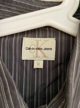 【送料無料】中古 Calvin Klein カルバンクライン 長袖シャツ ストライプ グレー サイズM_画像2