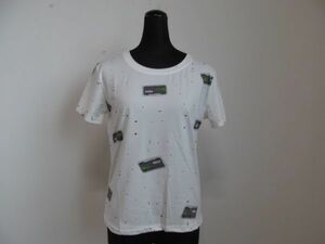 (43746) lady's short sleeves T-shirt cut and sewn white USED