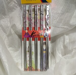 韓国 真空ステンレス 花柄 箸 5客セット