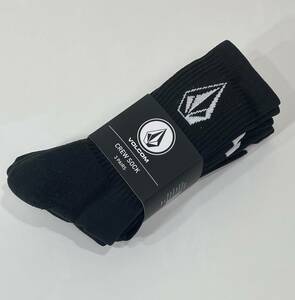 VOLCOM ボルコム D6302004BLK メンズ 靴下 27-30cm 3個セット Sock 3PK US9-12 ロゴソックス Logo 黒色 ヴォルコム 即決 新品 送料無料