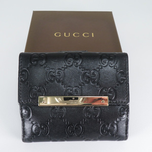 質イコー [グッチ] GUCCI シマ Wホック財布 112716 黒 中古