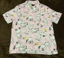 【完売品】H&M Mサイズ 新品 スヌーピー 総柄 アロハ シャツ スヌーピー peanuts SNOOPY リゾートシャツ_画像2