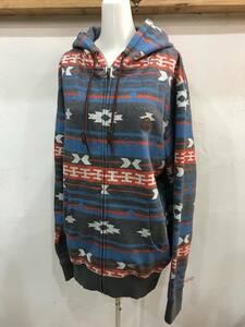 ▲BILLABONG ビラボン ジップアップパーカー ネイティブ総柄 裏起毛 AG012-Z15 Mサイズ メンズ 古着 USED▲