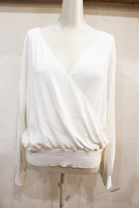 *LOUNIE/ Lounie kashu cool knitted tops white long sleeve FREE size lady's casual Basic USED *