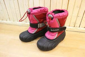 ☆SOREL/ソレル Children Flurry NC1885 17cm ピンク キッズ スノーブーツ 防水 防寒 ウインターブーツ 冬用 古着 used☆