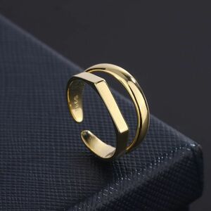 純銀 ダブルリング 指輪 ゴールド シルバー S999 フリーサイズ サイズ調節可能 銀