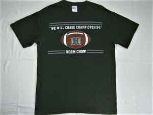 ★古着 美品 HAWAII ハワイ UNIVERSITY OF HAWAII UH ハワイ大学 WARRIORS Tシャツ M 緑 アメリカンフットボール NORM CHOW ノームチャウ★