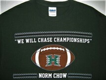 ★古着 美品 HAWAII ハワイ UNIVERSITY OF HAWAII UH ハワイ大学 WARRIORS Tシャツ M 緑 アメリカンフットボール NORM CHOW ノームチャウ★_画像3