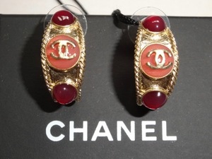 ● シャネル CHANEL ピアス ココ CC ゴールド ピンク ストーン 新品 リング型 箱 ロゴ