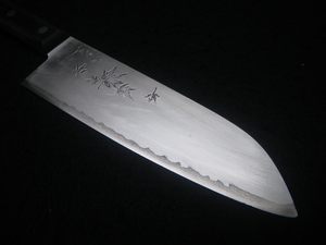 青鋼　紅葉刻　172mm　三徳包丁　万能包丁　キッチンナイフ　料理　日本製　Japanese　Blue steel　kitchen knife　刃物　（二）手打秘造　