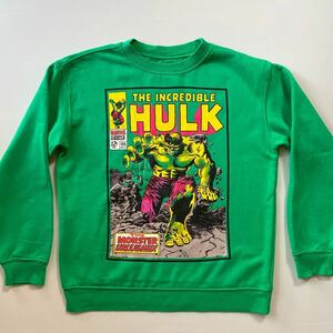 ハルク HULK MARVEL トレーナー スウェット メンズS相当(表記女性M)中古 アメコミ comics 裏起毛 ビンテージ vintage 子供服風 古着風 緑