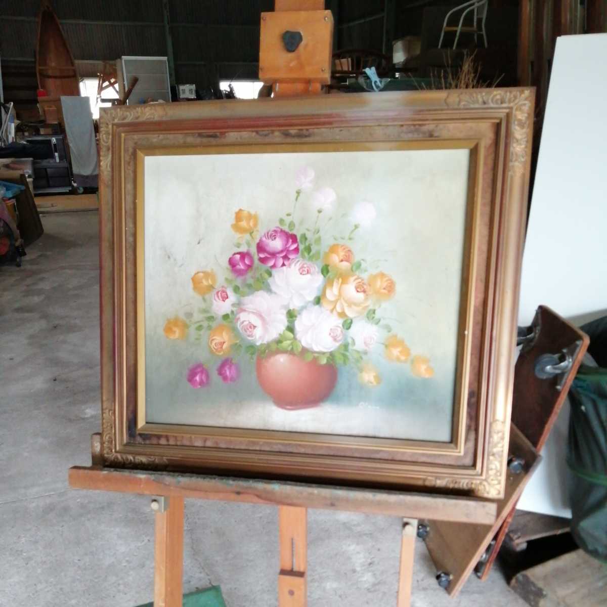 Marco de imagen Vintage antiguo, marco de pintura al óleo, marco de pintura al óleo, marco de arte, objeto Interior, pintura al óleo, flor rosa, cuadro, pintura al óleo, Naturaleza, Pintura de paisaje