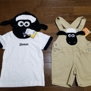 ひつじのショーン ショーン サロペット フード付Tシャツ tシャツ 半袖 夏服 ショートオール 半袖Tシャツ 90 100