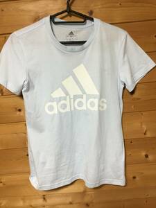 adidasアディダス綿コットン100%レディースTシャツ ブルー/ホワイトロゴサイズ表示Sサイズタグ付き70%上off