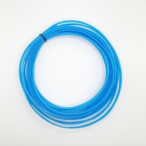 新品【5m/幅6mm】編組スリーブ (PETチューブ) 蛍光ブルー水色　ケーブル被覆用　ケーブル保護