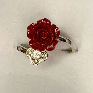 天然高含有量辰砂のバーラ花のリング