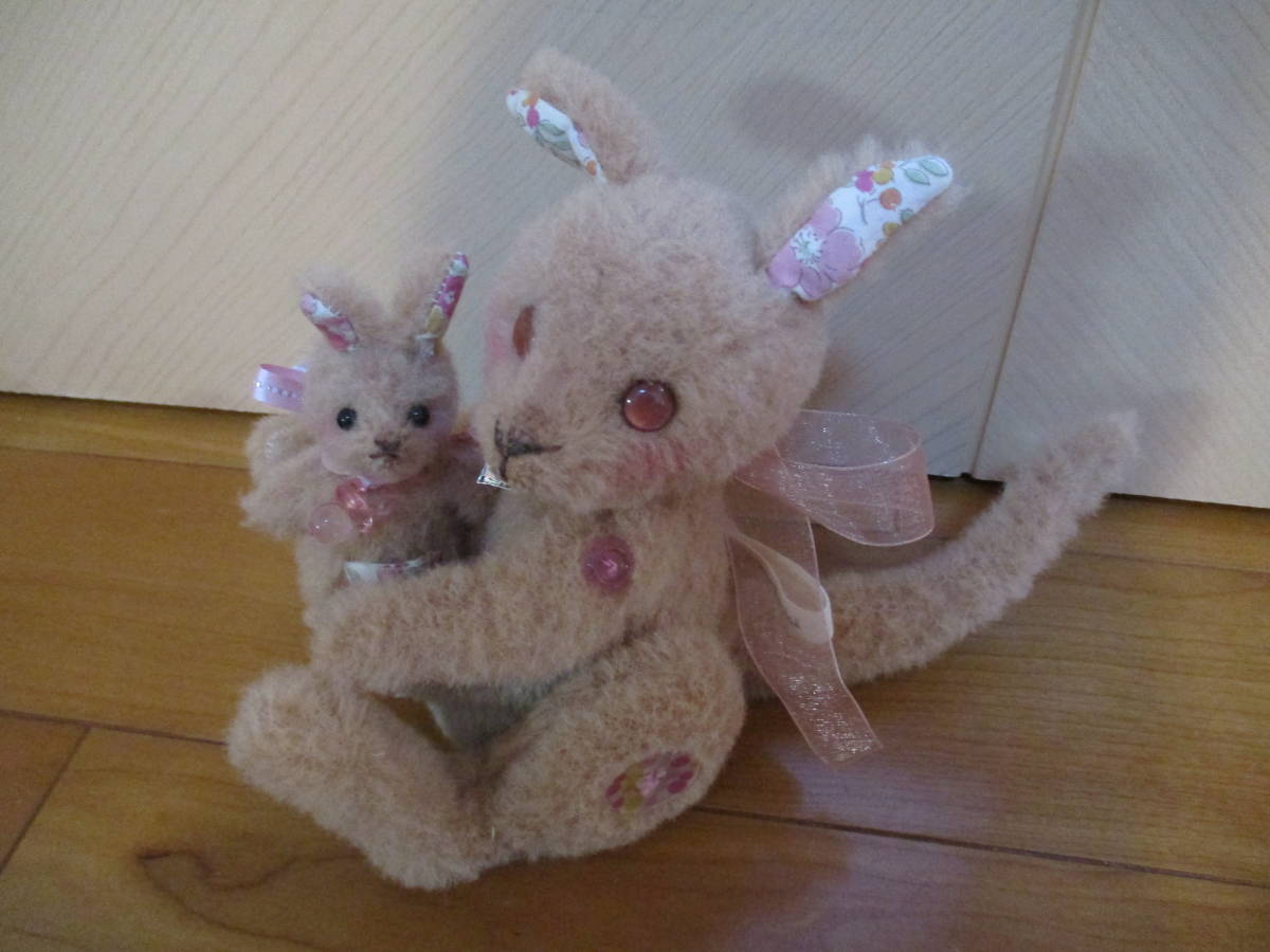 日本著名艺术家手工制作的袋鼠亲子毛绒玩具■泰迪熊, 玩具熊, 泰迪熊, 体长10cm-30cm