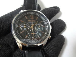 【SEIKO】 セイコー クロノグラフ Chronograph 腕時計 革ベルト SSB159P1 展示未使用品