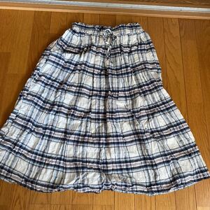 スカート ナチュラル チェック ミモレ丈 ロング コットン 未使用