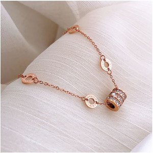  bracele lady's chain zirconia romaji titanium rose Gold accessory 