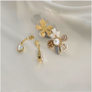  earrings lady's bag catch biju- swaying flower flower pearl accessory 
