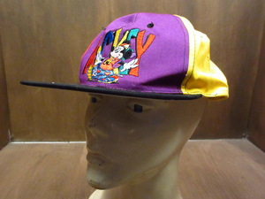 ビンテージ90's●ミッキーマウススナップバックキャップ●210818k4-m-cp-bb帽子キャップウォルトディズニー刺繍メンズ
