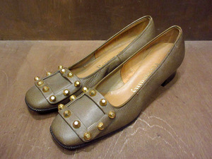 ビンテージ70's●DEADSTOCK Personality 飾り付きレザーパンプス 6 1/2 2A/4A●210821j7-w-pmp-24cm レディースシューズレトロ