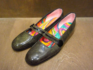 ビンテージ70's●DEADSTOCK Personality 裏地総柄エナメルパンプス 7 2A/4A●210821j8-w-pmp-24cm レディースシューズレトロ