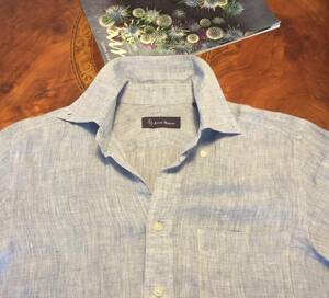 AVON HOUSEe-bon house * flax * short sleeves button down shirt * blue * stylish * postage 230 jpy 