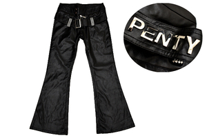 M-1176-③★新品★PANTY'S★定価 \11550 秋冬 ブラック黒色 パンク ロック バンド衣装 ブーツカット 合皮レザーパンツ XL 145-155cm