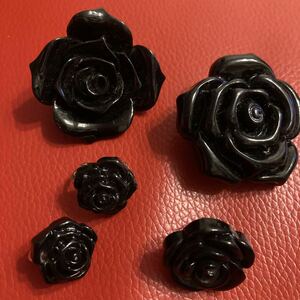  black rose rose flower button ornament parts . equipment remake sewing handicrafts Showa Retro antique small articles Western-style clothes hobby antique parts handcraft 